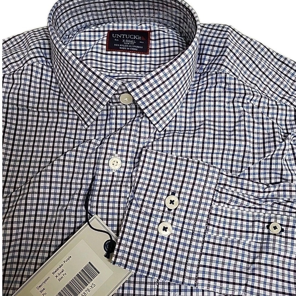 Untuckit Shirt Mens X-small Slim Fit Performance Button Up Nylon‎ Stretch NWT